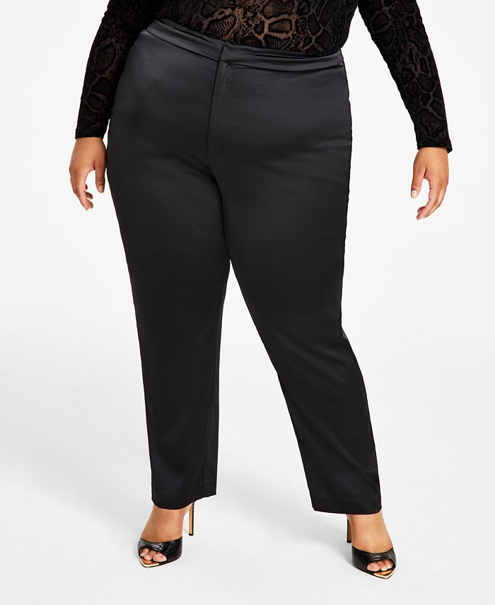 Nina Parker Trendy Plus Size Satin Fitted Pants - Macy's