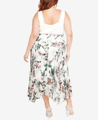 Plus Size Natalie Print Midi Skirt