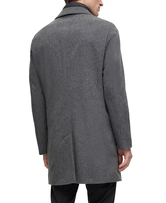 Hugo Boss Men's Wool-Blend Zip-Up Coat - Macy's