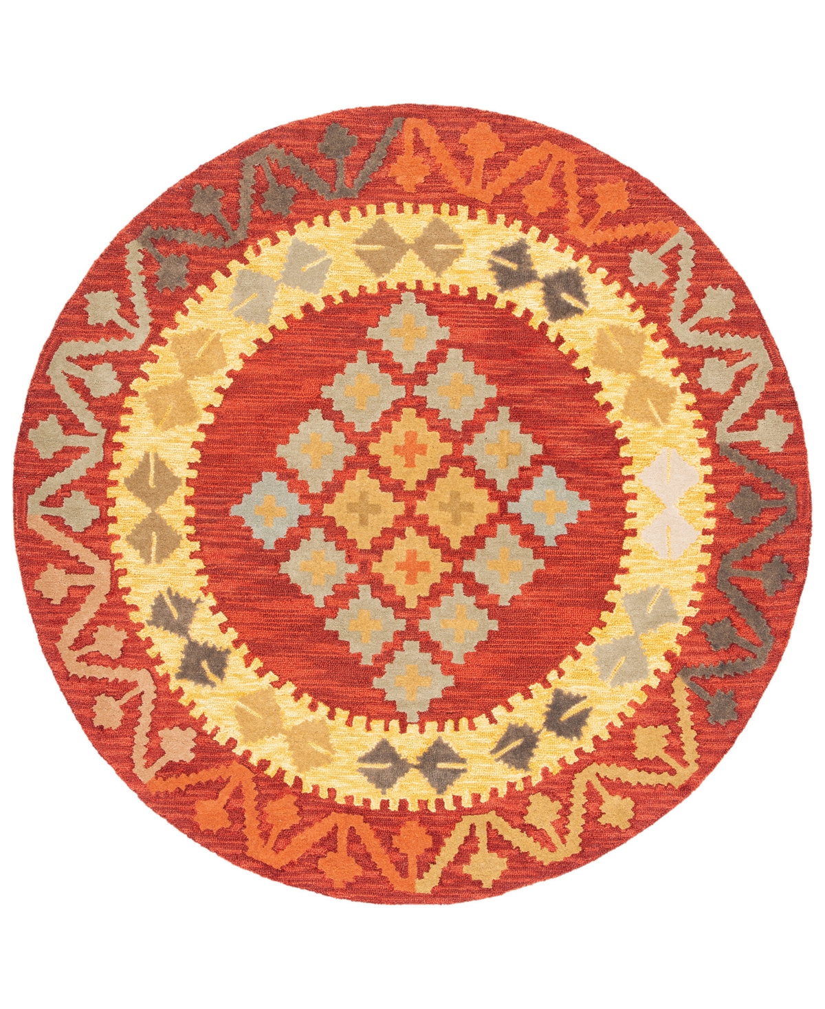 Safavieh Aurora APN403 7' x 7' Round Area Rug - Red, Gold