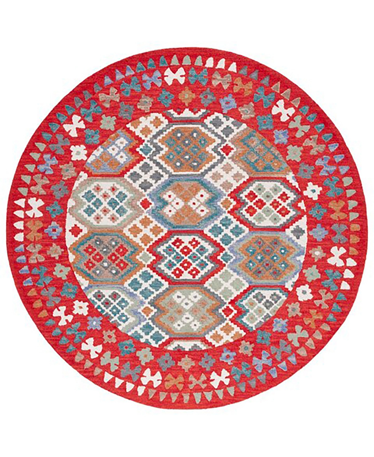 Safavieh Aurora APN413 7' x 7' Round Area Rug - Red, Ivory