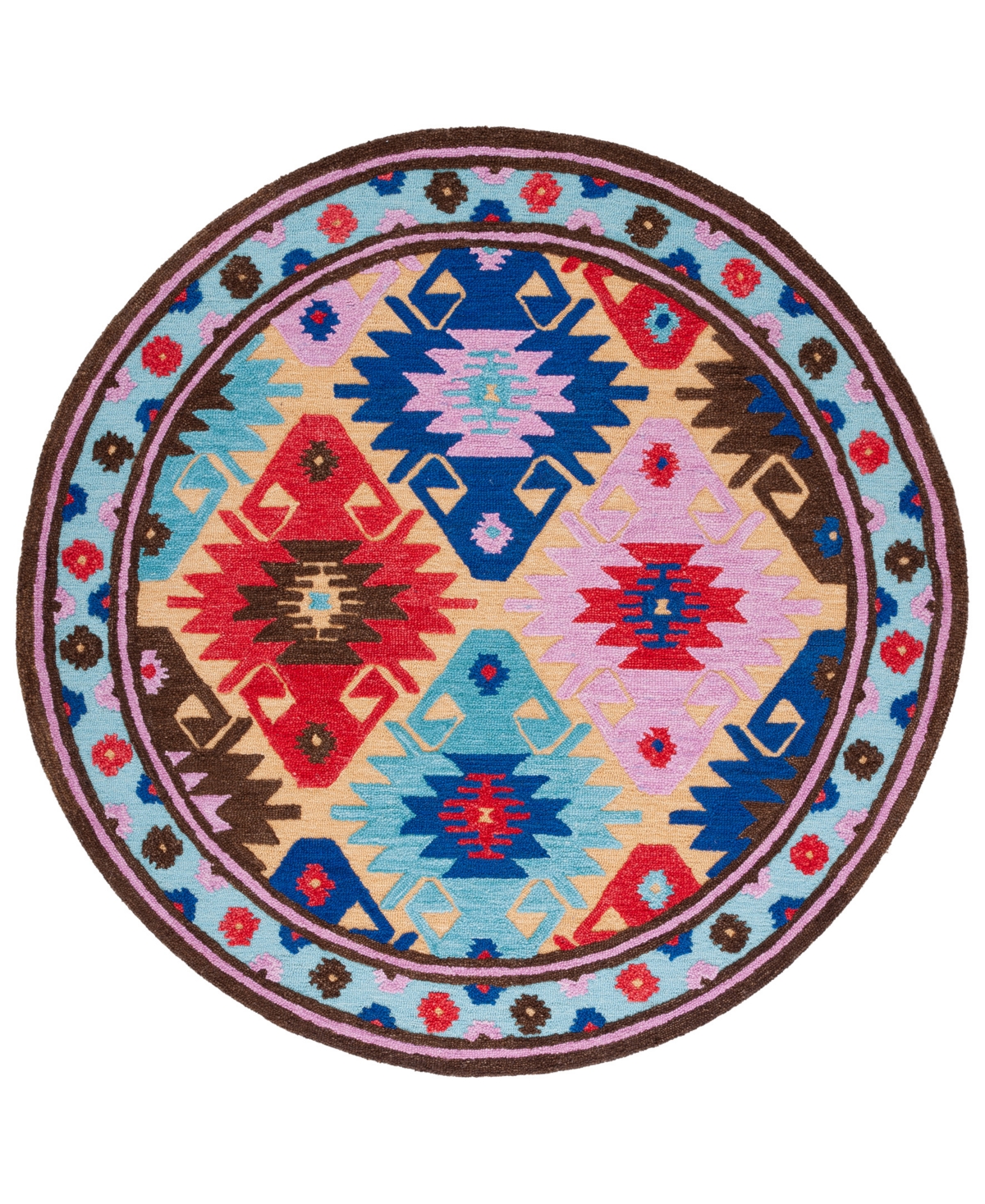 Safavieh Aurora APN452 7' x 7' Round Area Rug - Gold, Blue
