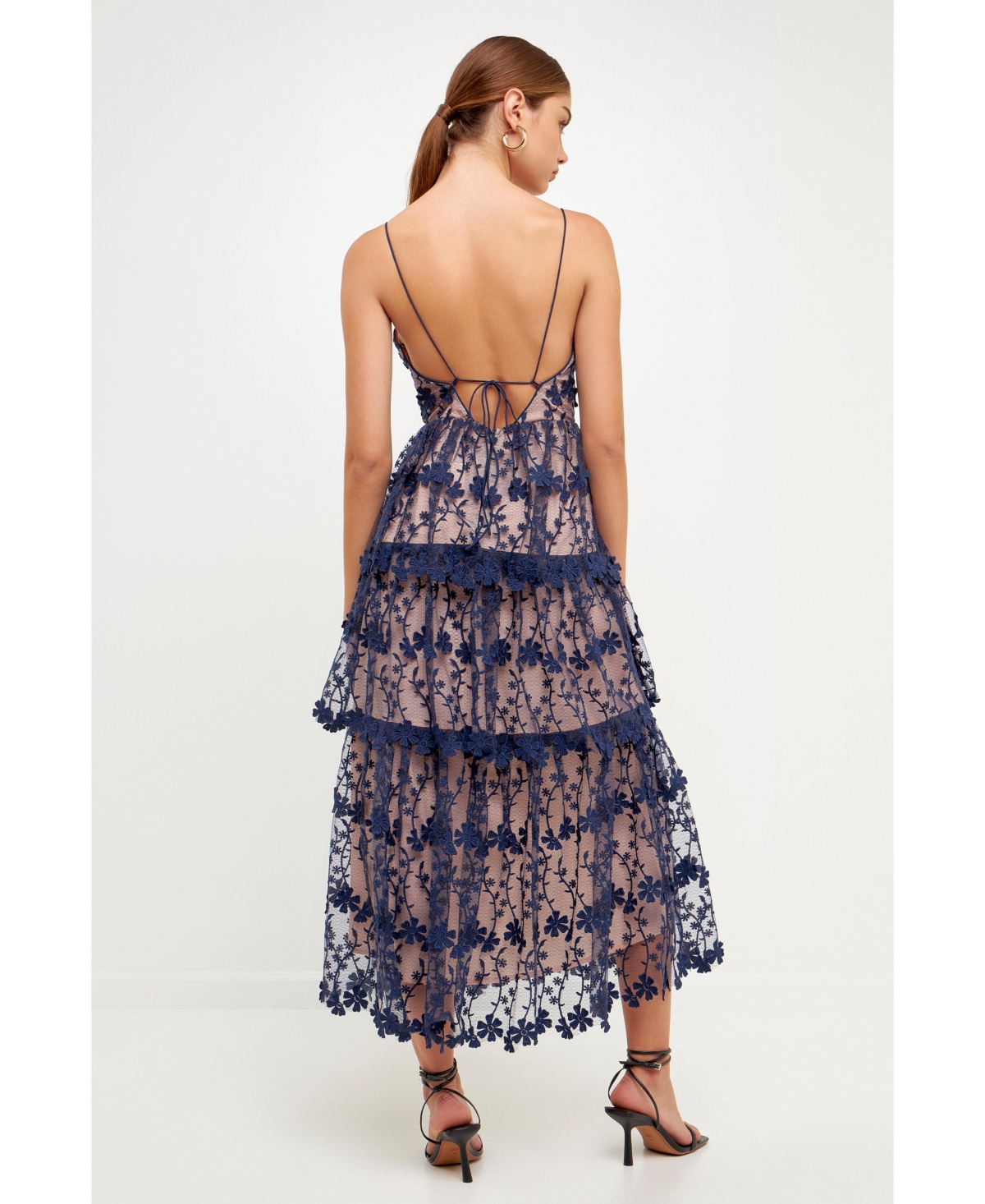 endless rose Women's Crochet Layered Midi Dress