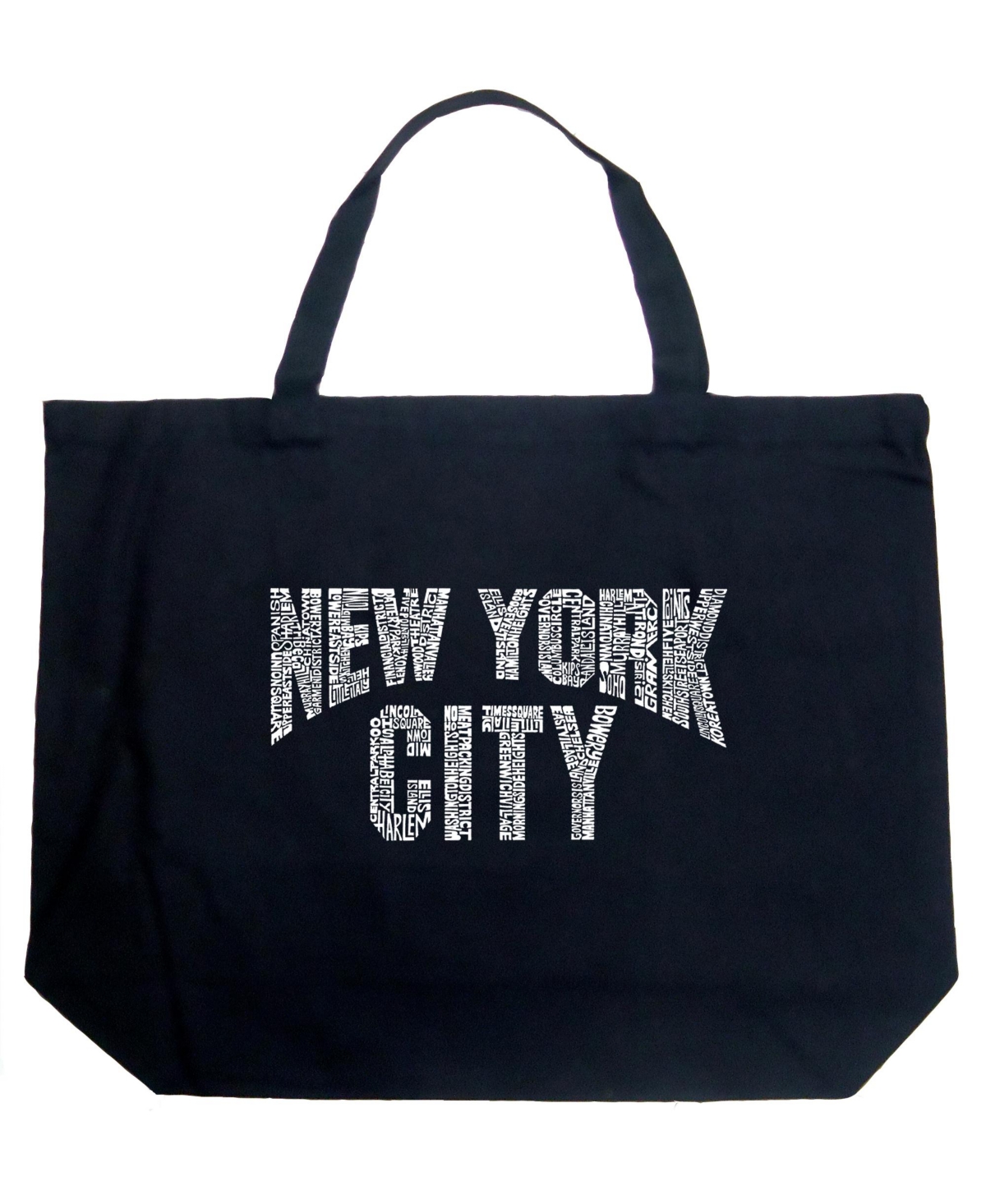 Nyc Neighborhoods - Large Word Art Tote Bag - Black