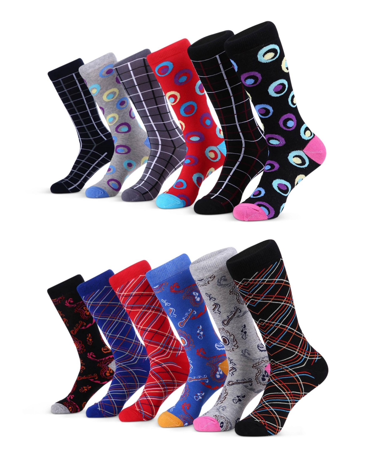 Mio Marino Men's Zippy Spry Fun Dress Socks 12 Pack