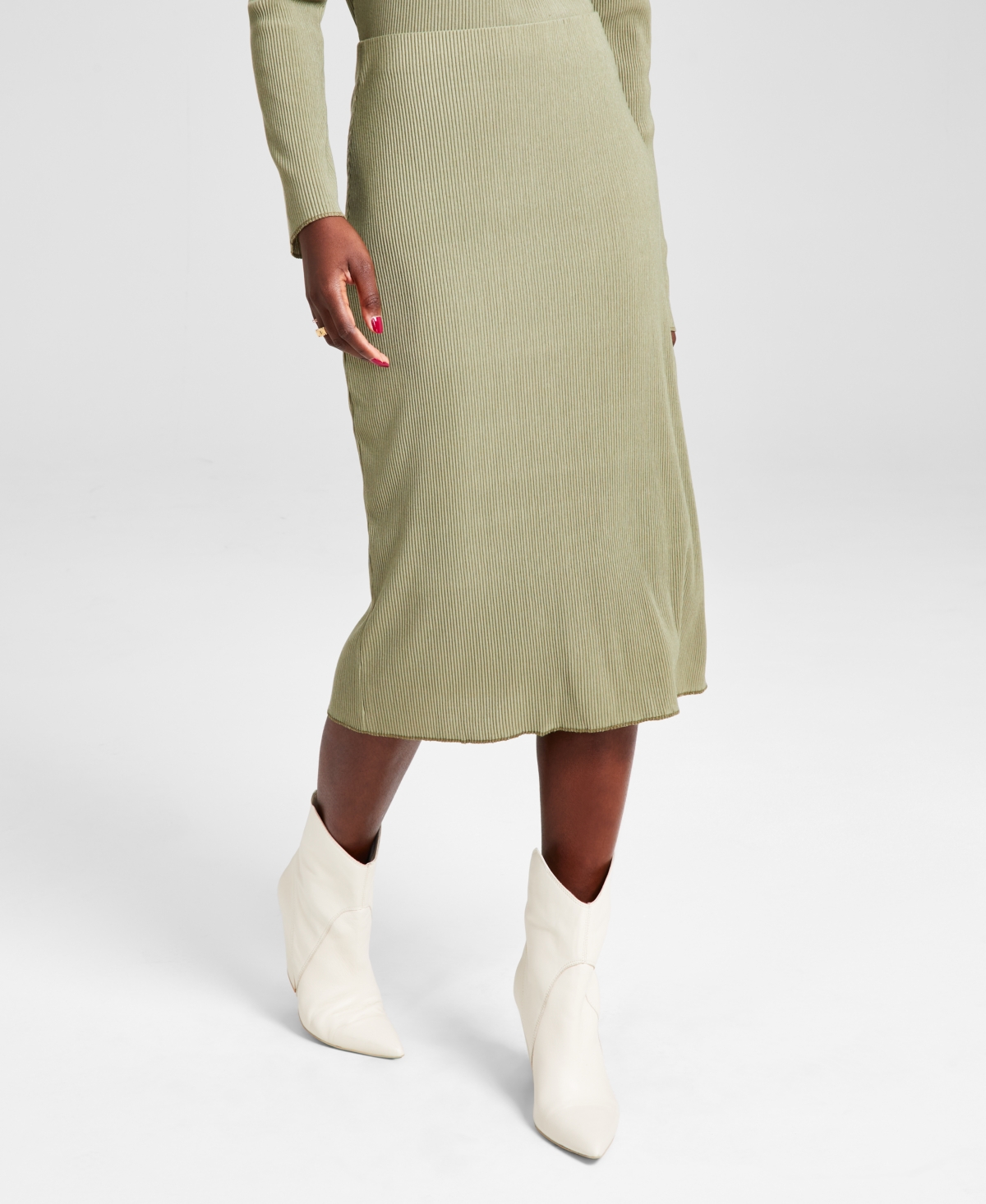 And Now This Women's Pull-on High-waist Knit Midi Skirt, Created For Macy's In Oregano