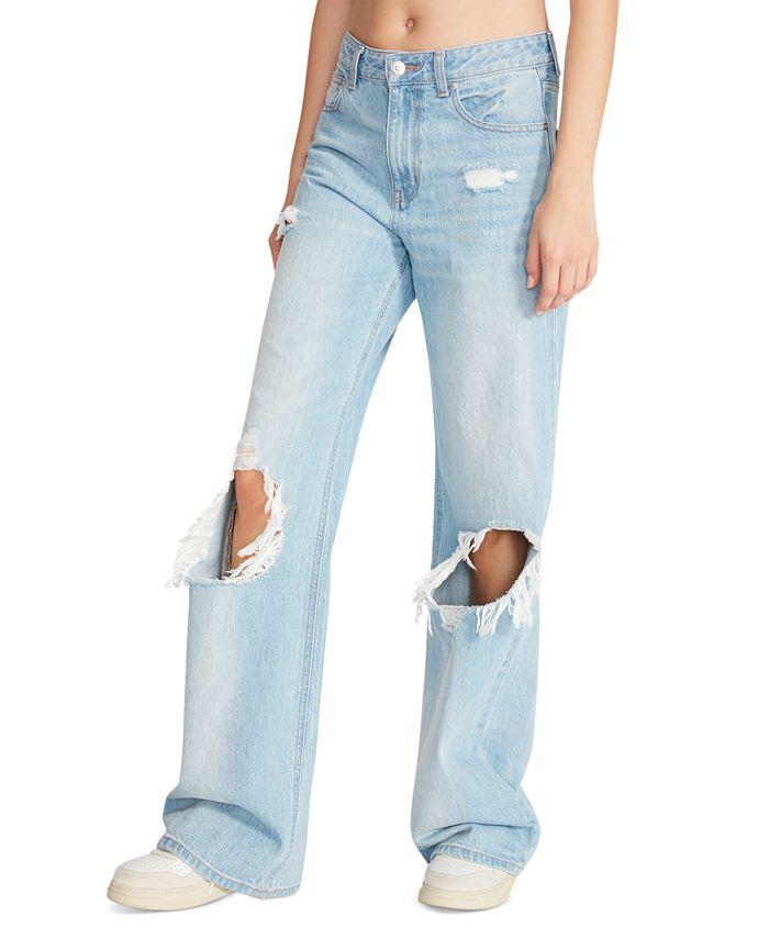 Steve Madden Women's Mylah Destroyed Wide-Leg Jeans - Macy's