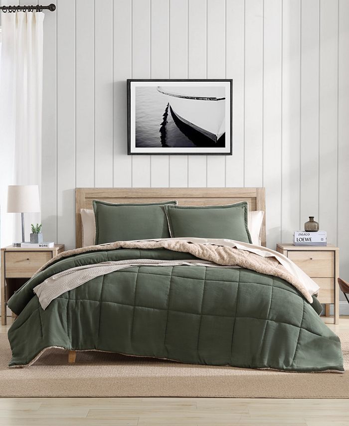 Nautica Beckett Micro suede Sherpa Reverse 3 Piece Comforter Set