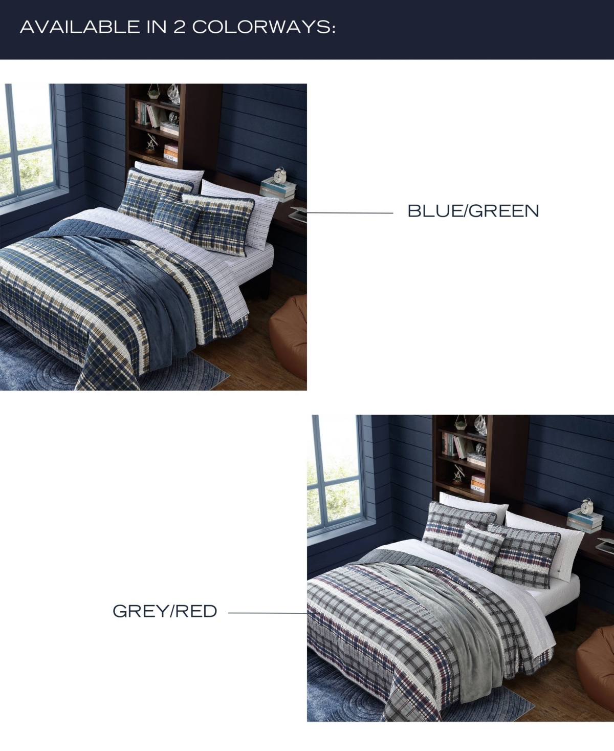 Nautica Marina Cove Cotton Reversible 4 Piece Quilt Set, - Green