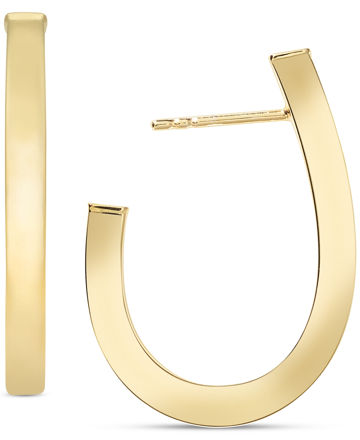 Macy's High Polished Squared J-hoop Earrings In 14k Gold