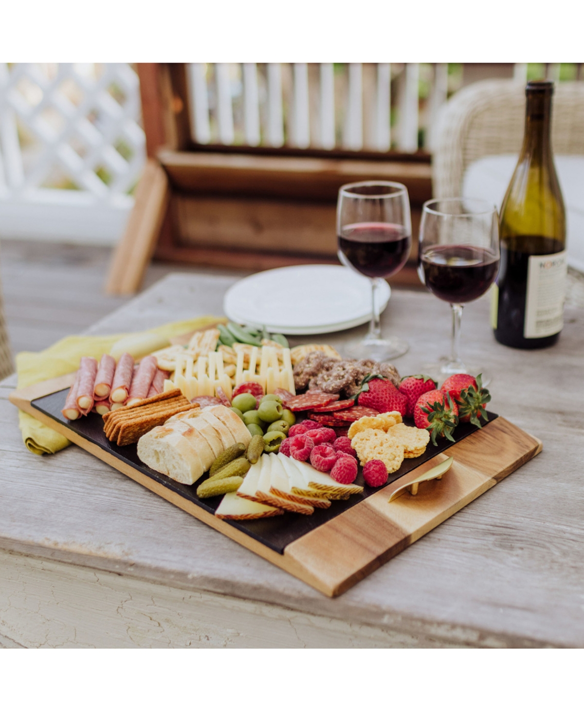 Star Wars Darth Vader Covina Acacia and Slate Charcuterie Board - Acacia Wood Slate Black with Gold Accent