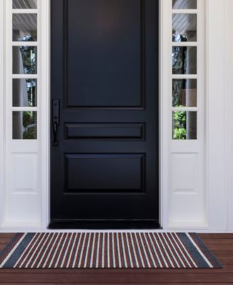 Polyvinyl Chloride Loop Utility Indoor or Outdoor Striped Mat, 17.5" x 48"