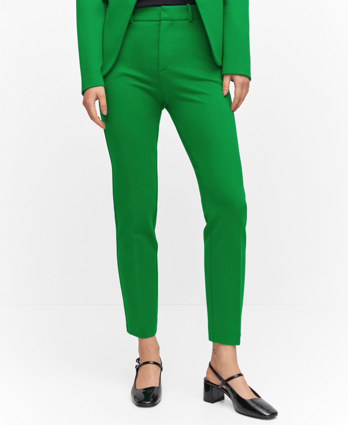 Shop Mango Women's Rome Knit Straight Trousers In Green