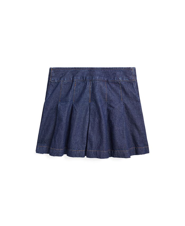 Polo Ralph Lauren Big Girls Pleated Cotton Denim Skirt - Macy's