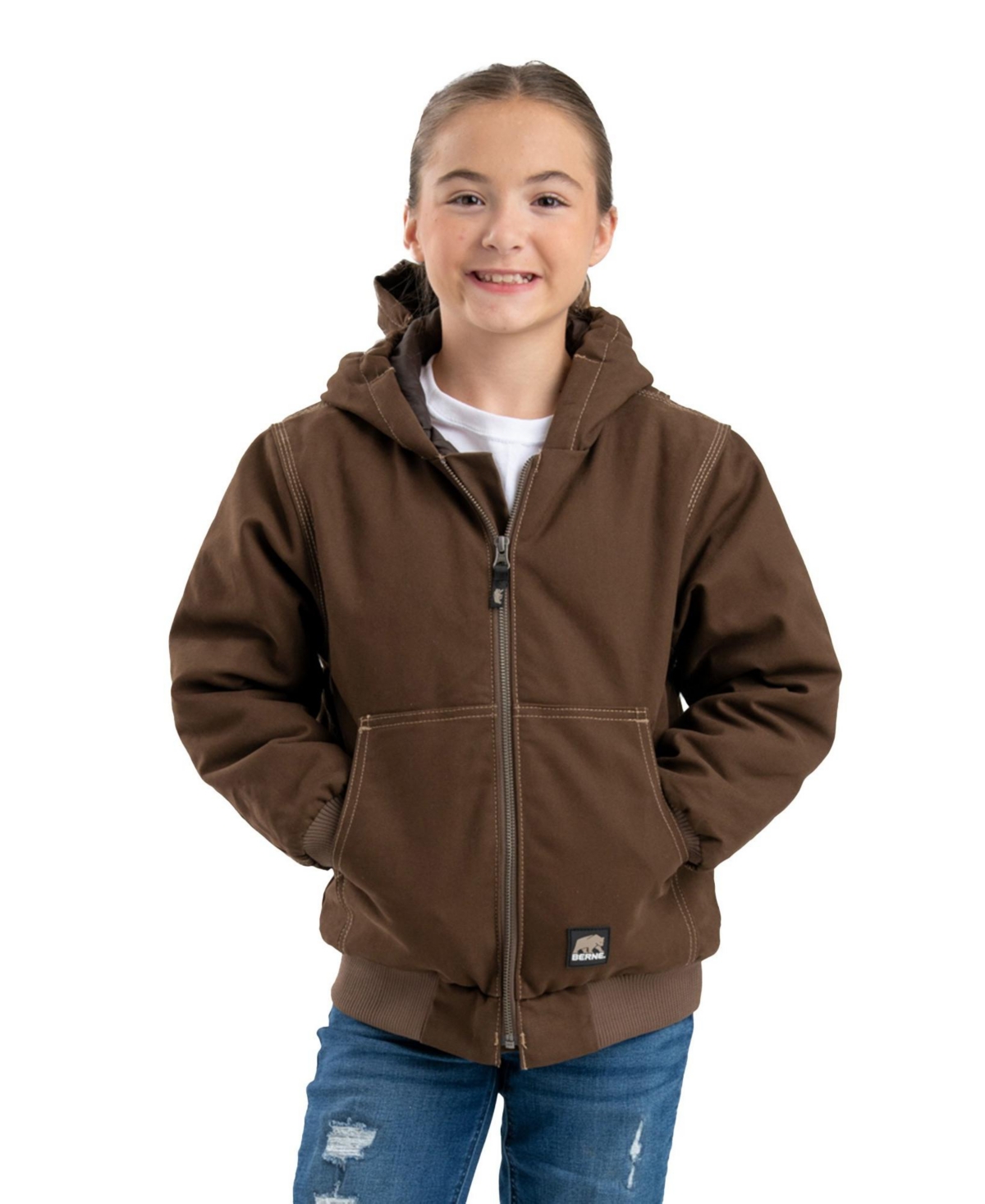 Child Youth Unisex Highland Softstone Duck Hooded Jacket - Plum