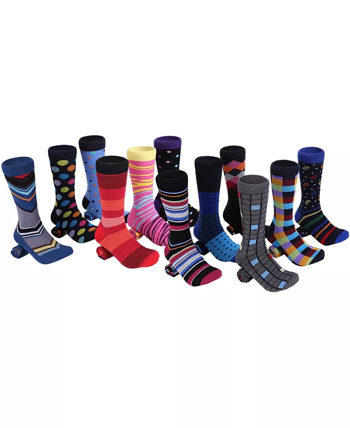 Men's Savvy Sharp Fun Dress Socks 12 Pack - thumbnail 2