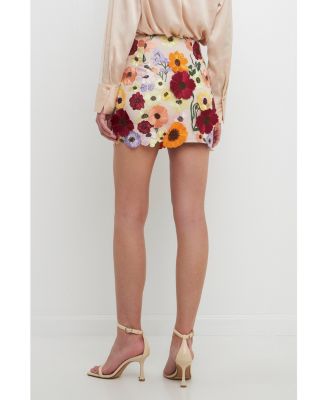 Women's Floral Embroidered Mini Skirt