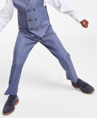 Toddler and Little Boys Shirt, Windowpane Vest, Pants & Neck Tie Set, 4 piece