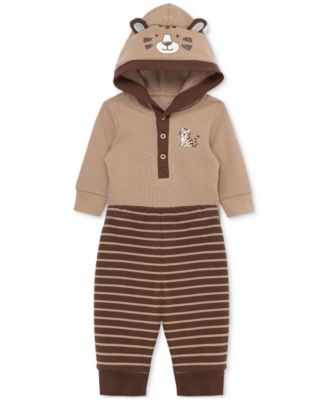 Little Me - Baby Boys Cotton Tiger Bodysuit and Striped Pants, 2 Piece Set