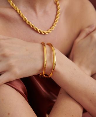 18k Gold-Plated Stainless Steel Double-Row Cuff Bracelet