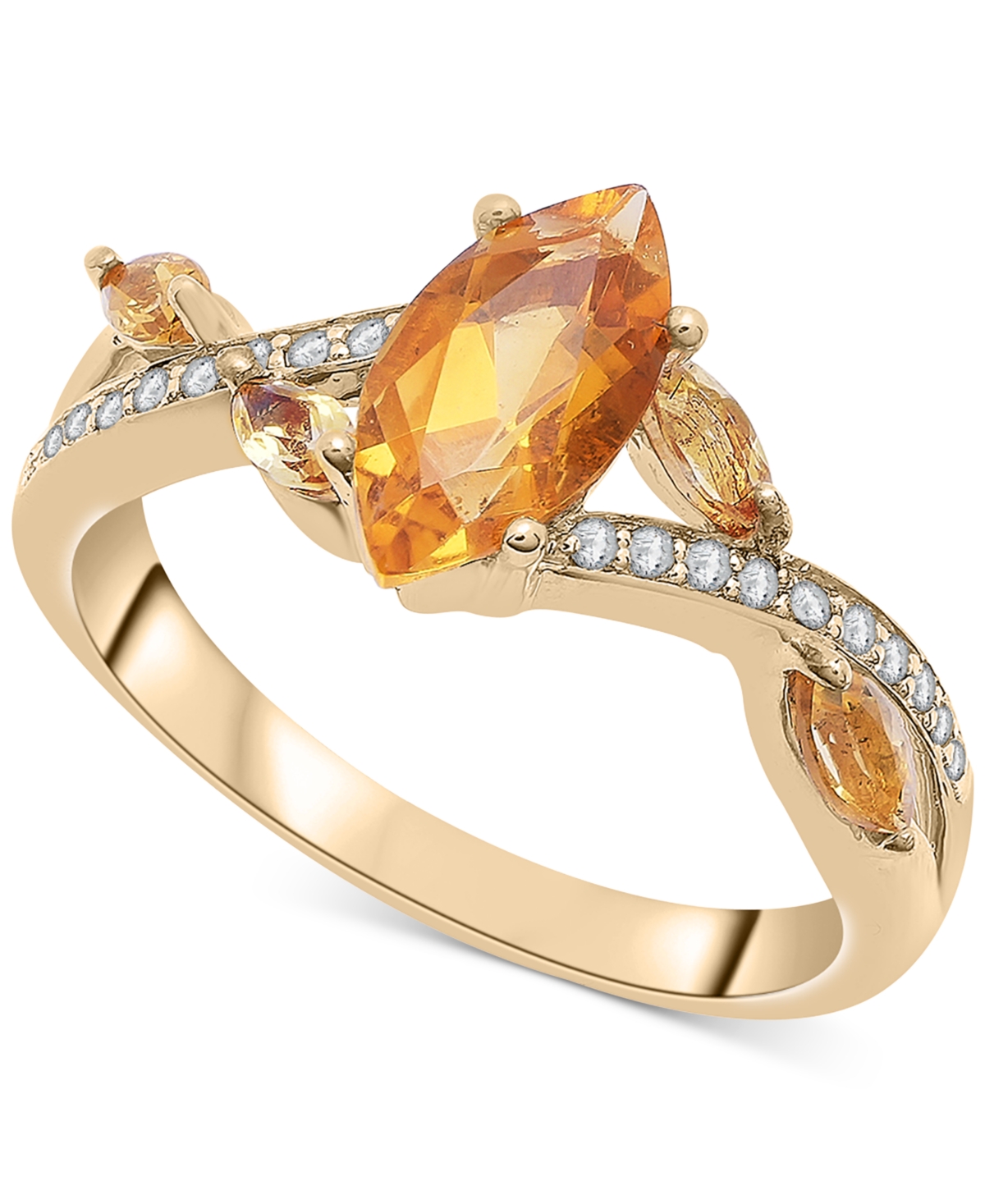 Macy's Citrine (3/4 Ct. T.w.) & Diamond Accent Swirl Ring In 14k Gold-plated Sterling Silver