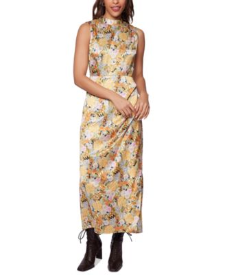 chinese dress ladies Satin Sleeveless Mock Neck Maxi Dress main image 0