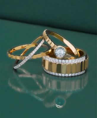 Diamond Miracle-Plate Textured Ring (1/10 ct. t.w.) in Gold Vermeil, Created for Macy's