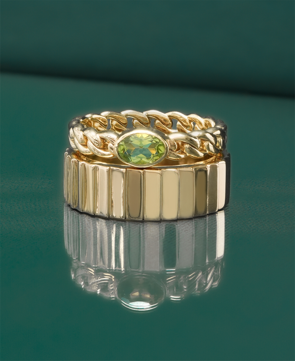 Audrey by Aurate Green Tourmaline Chain Link Ring (1/2 ct. t.w.)  Created for Macy's - Gold Vermeil