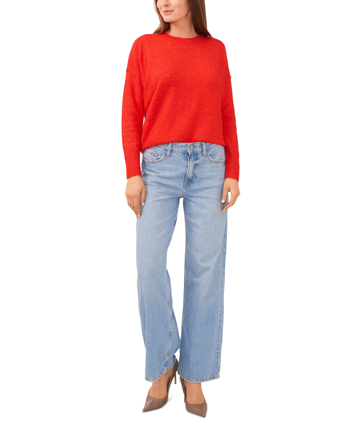 Vince Camuto Cozy Long Sleeve Extend Shoulder Sweater In Animal Print