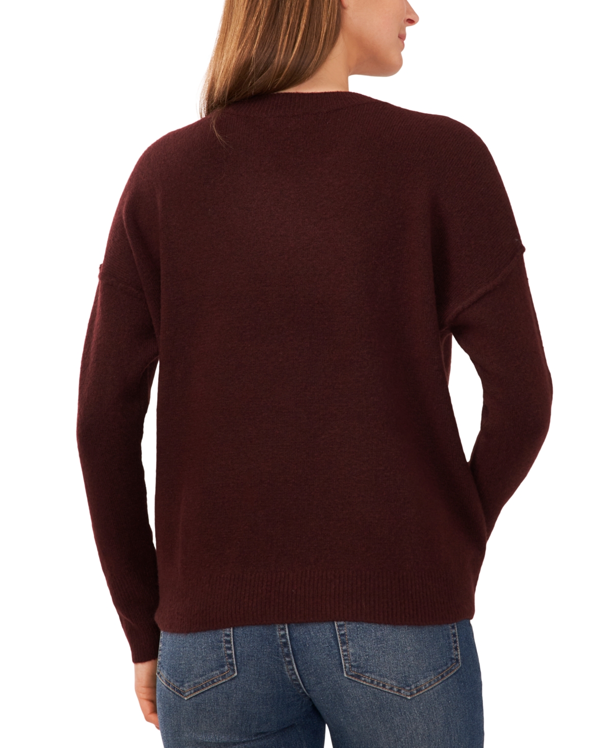 Vince Camuto Women's Cozy Long Sleeve Extend Shoulder Sweater In Burgundy