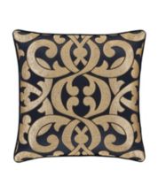 J Queen Sandstone Beige Square Embellished Decorative Throw Pillow