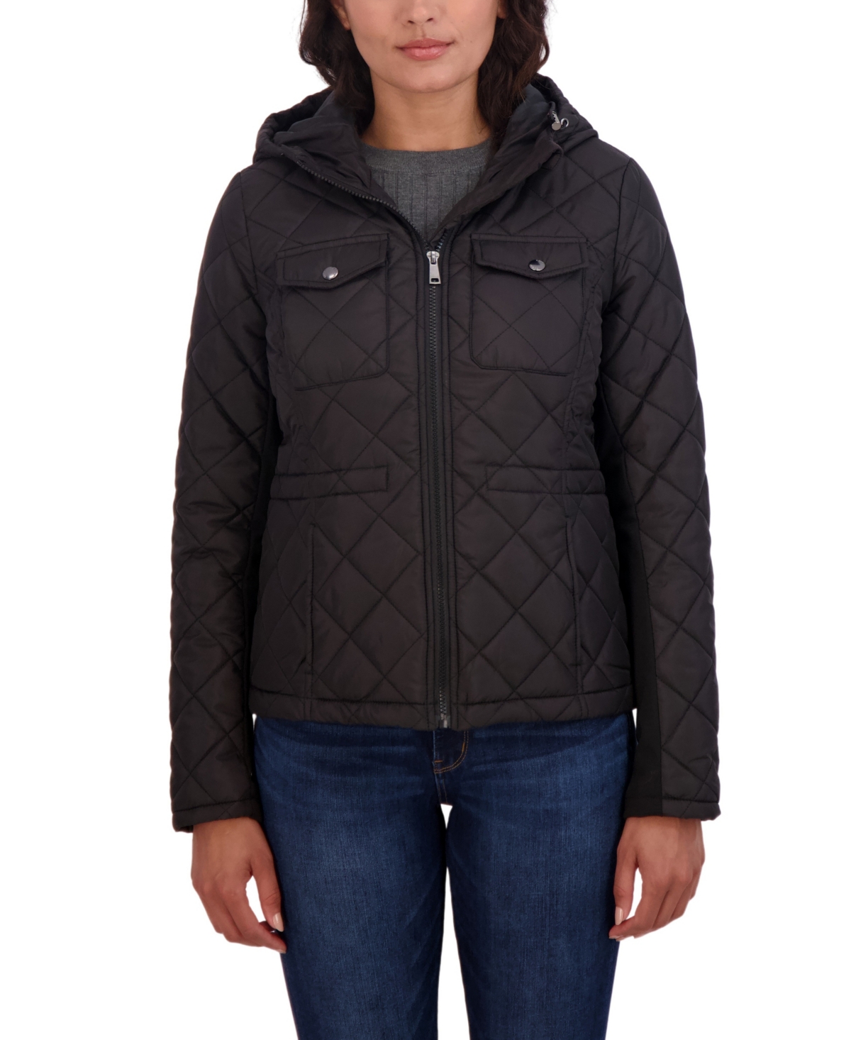 Women's Sebby Junior's Quilted Jacket with Hood - Sage