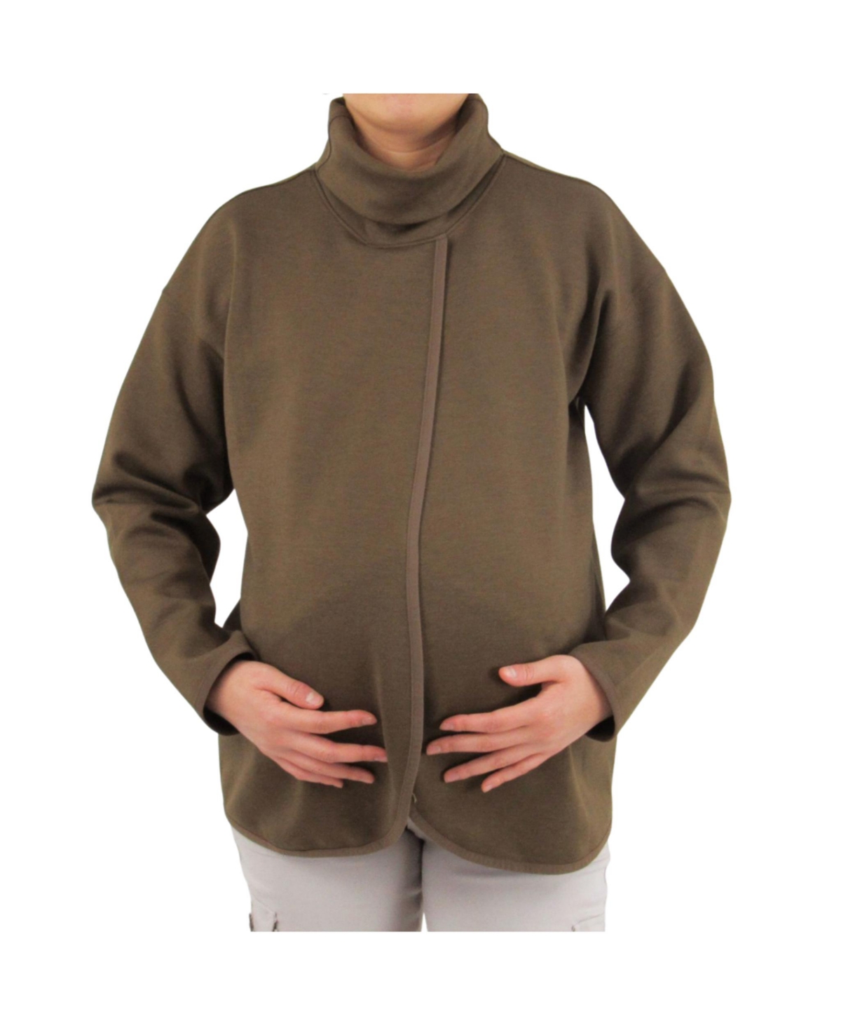 Maternity Brown Cross Over Nursing Sweater - Brown