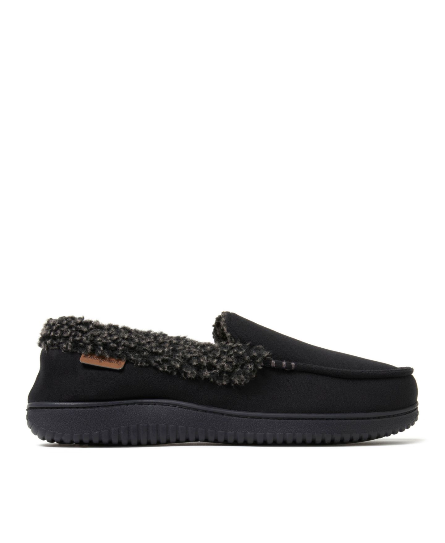 Мужские тапочки Dearfoams Alexander Microsuede Moccasin House Shoe Slipper, цвет: Чёрный — фото 2