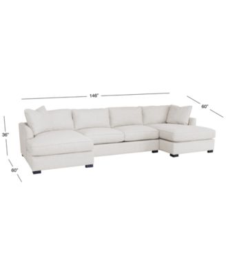 CLOSEOUT! Nightford 146" 3-Pc. Fabric Double Chaise Sectional, Created for Macy's