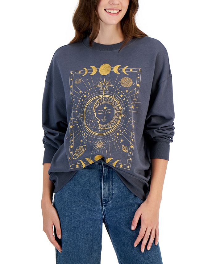 Rebellious One Juniors' Celestial Graphic-Print Sweatshirt - Macy's