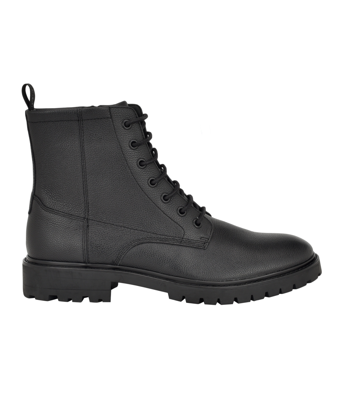 Calvin Klein Men's Lealin Lace-Up Lug Sole Boots -Leather