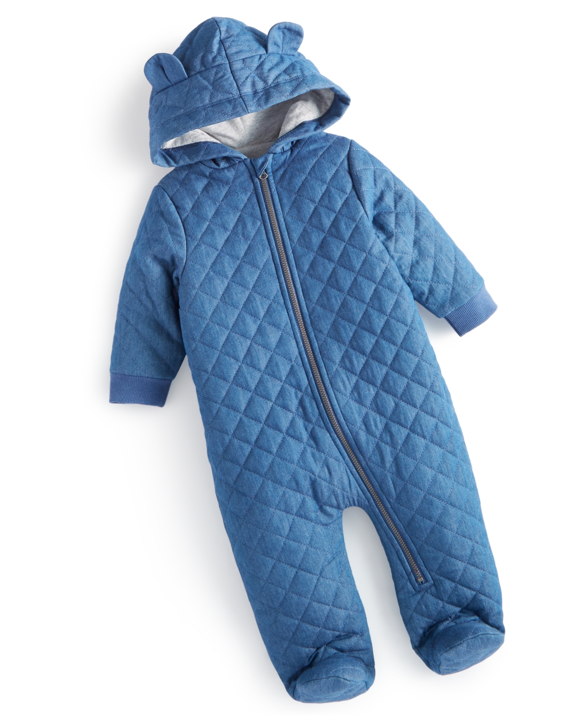 First Impressions Baby Boys Denim Snowsuit, Created For Macy's In Authentic Wash