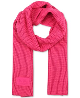 COACH Women's Ribbed-Knit Logo-Patch Scarf Macy's