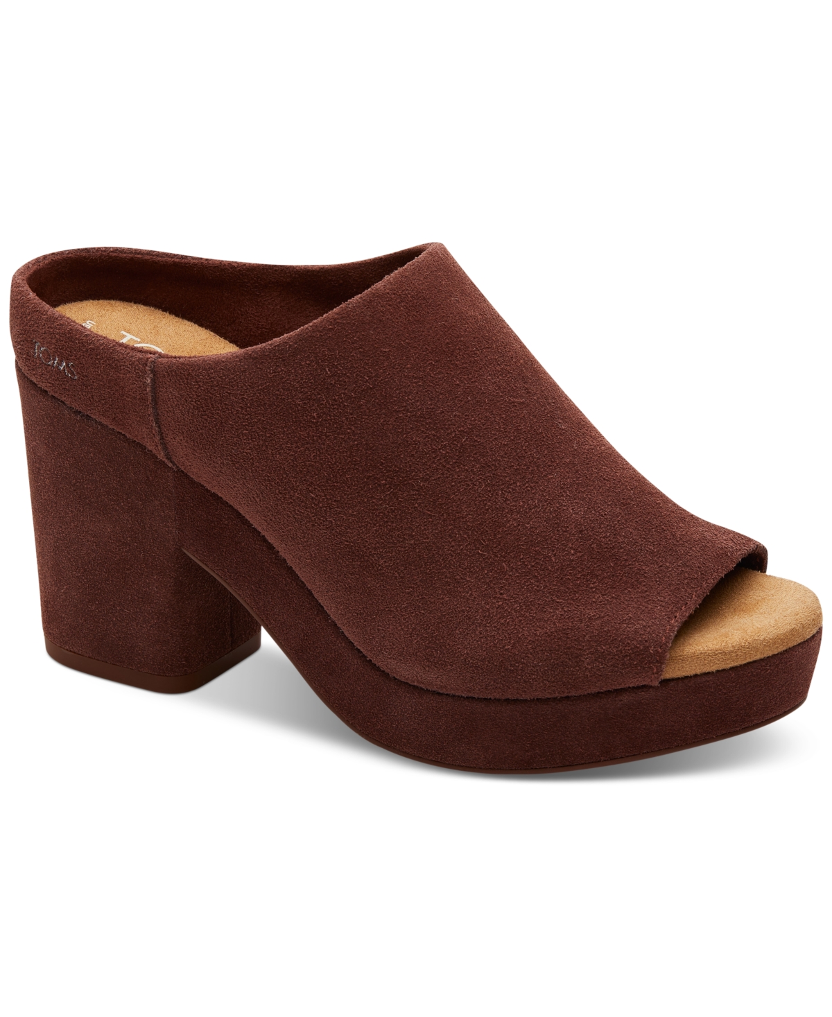 Shop Toms Women's Florence Slip-on Peep Toe Platform Sandals In Chestnut Suede