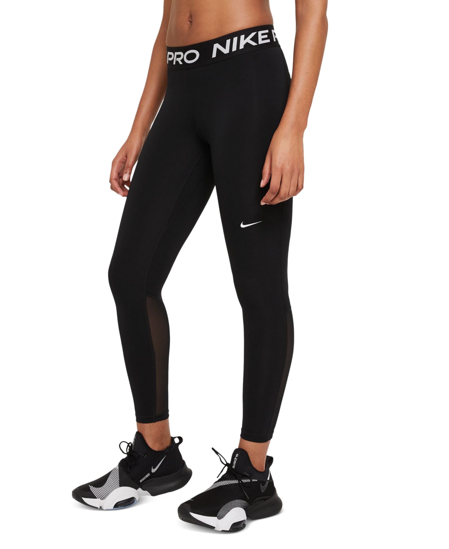 Женские леггинсы Nike Pro Mid-Rise Mesh-Paneled, цвет: Чёрный — фото 1