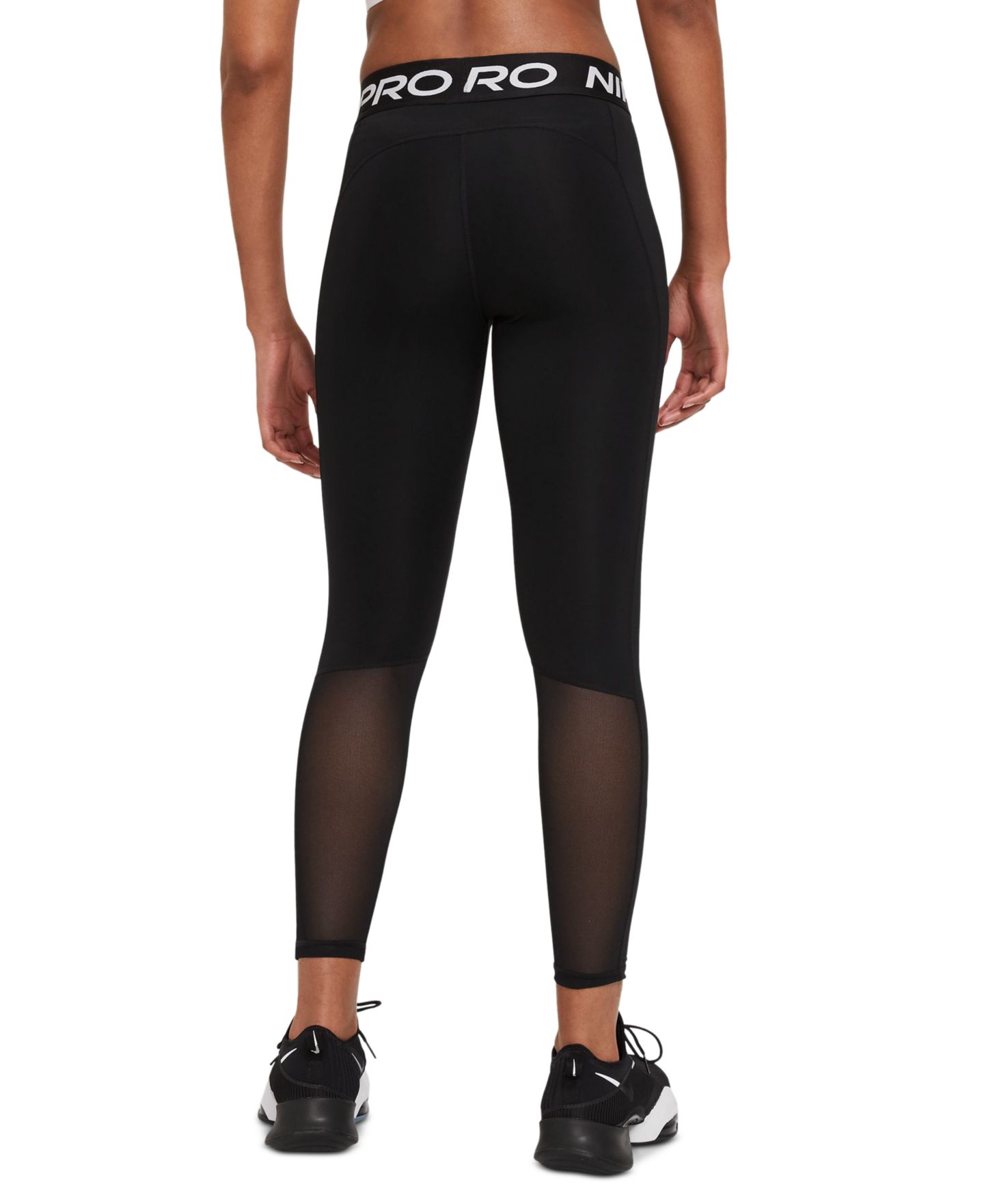 Женские леггинсы Nike Pro Mid-Rise Mesh-Paneled, цвет: Чёрный — фото 2