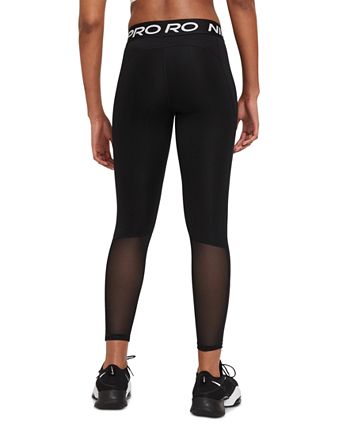 Nike Pro Women's Mid-Rise Mesh-Panelled Leggings Black / White