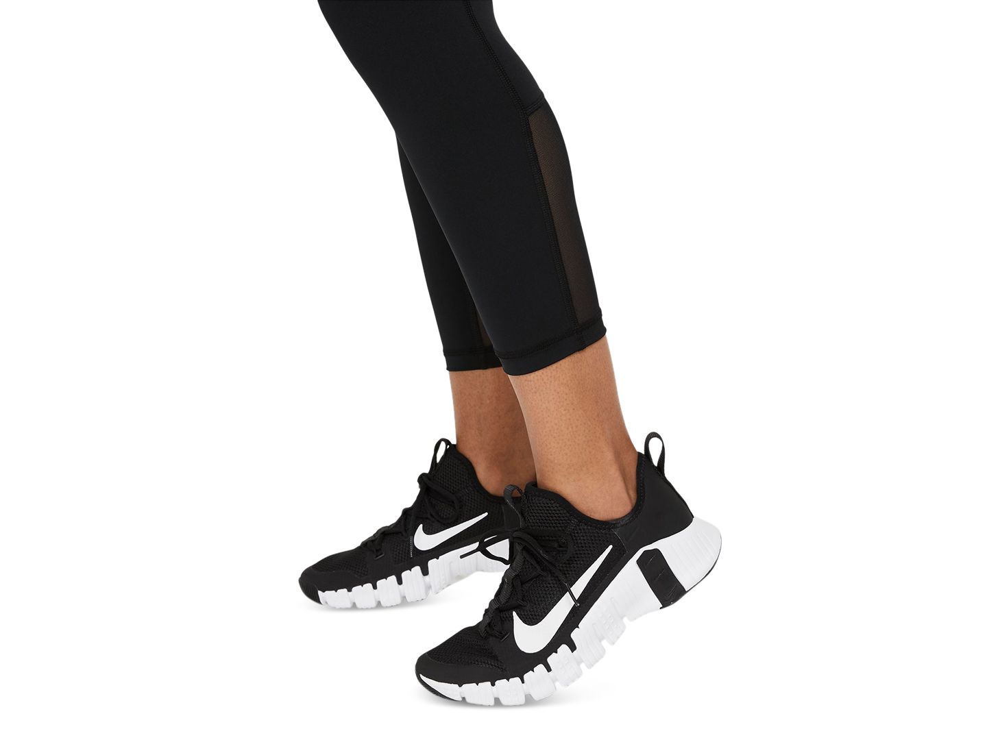 Женские леггинсы Nike Pro 365 Mid-Rise Cropped Mesh Panel, цвет: Чёрный — фото 6