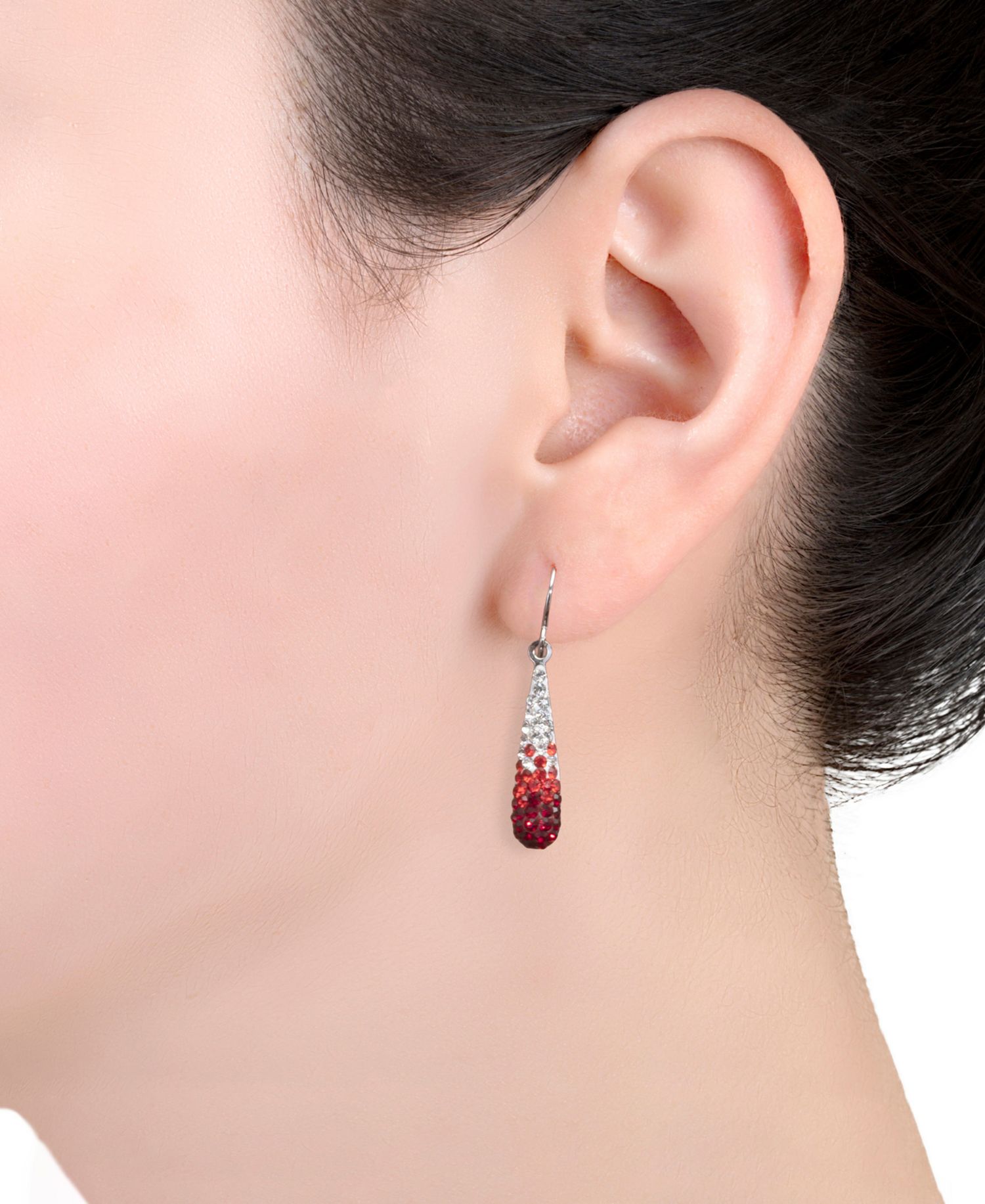Crystal Pav&eacute; Tear-Shape Drop Earrings in Sterling Silver