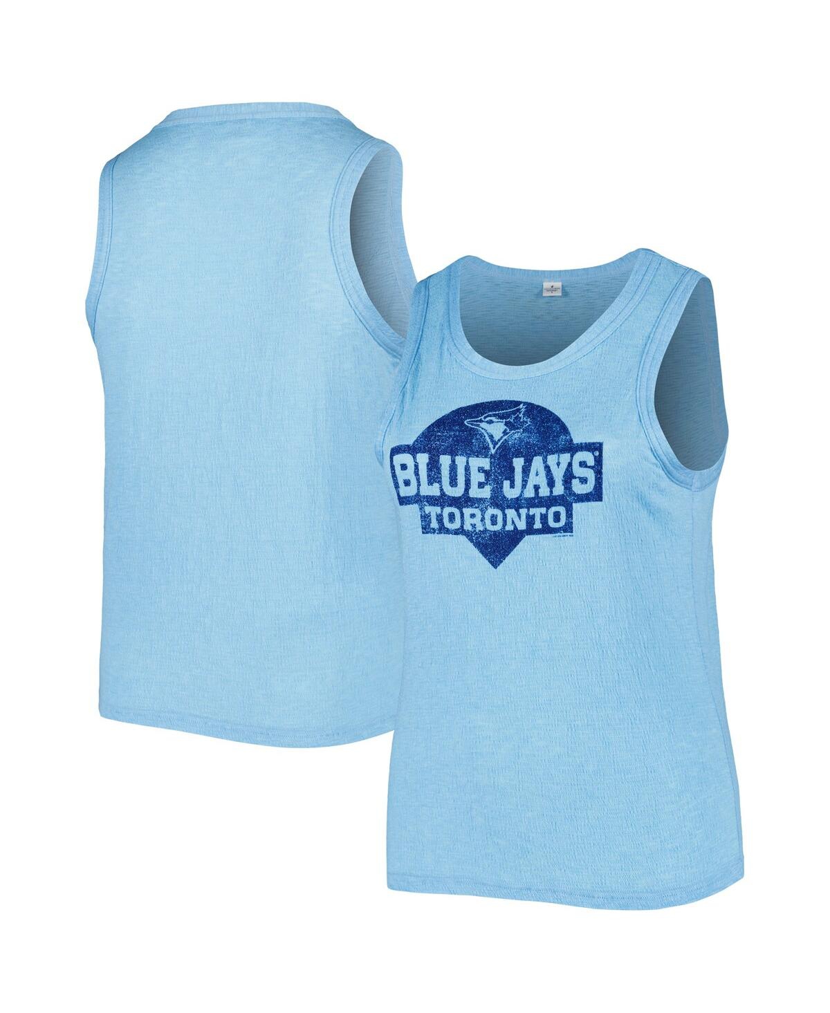 Shop Soft As A Grape Women's  Royal Toronto Blue Jays Plus Size High Neck Tri-blend Tank Top