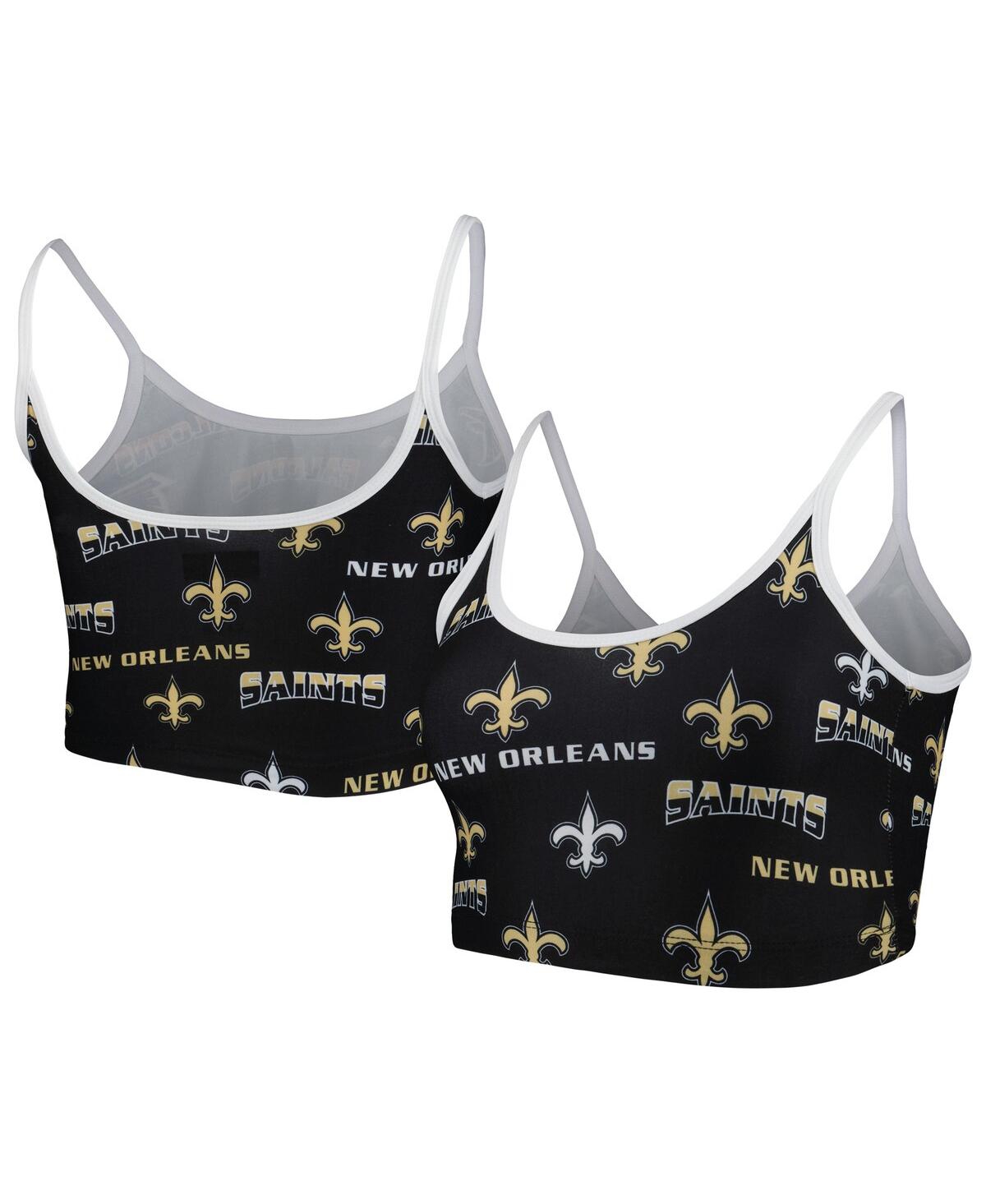 Concepts Sport Women's  Black New Orleans Saints Breakthrough Allover Knit Lounge Bralette