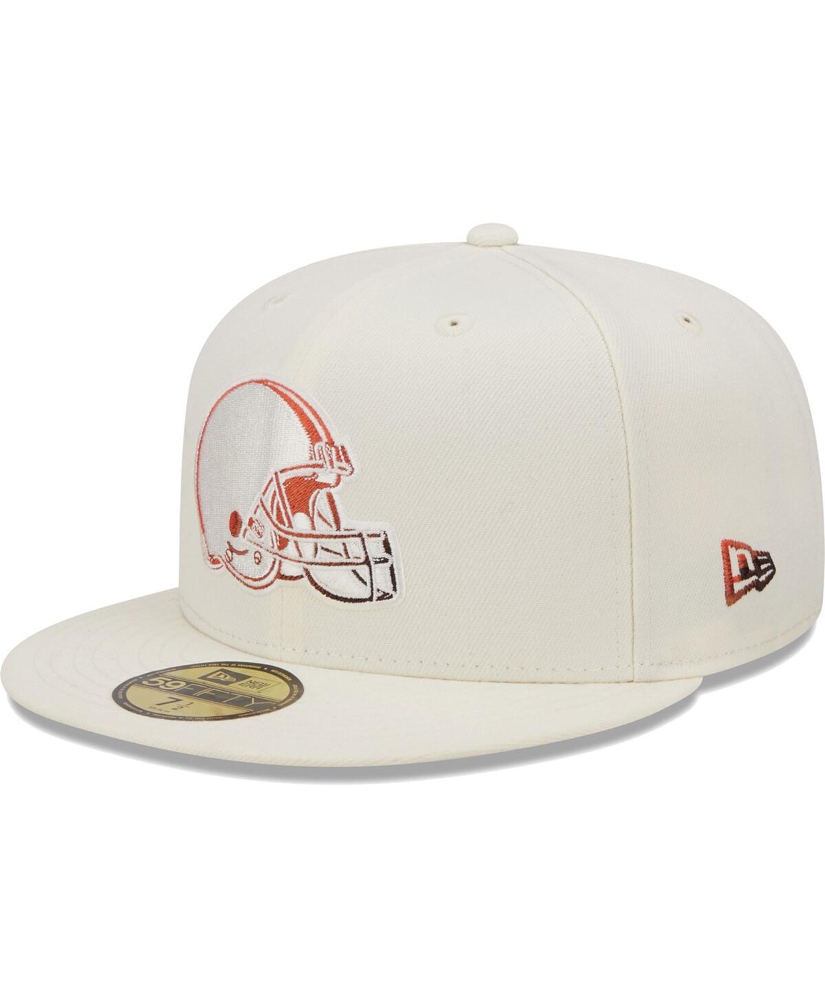 Shop New Era Men's  Cream Cleveland Browns Chrome Color Dim 59fifty Fitted Hat