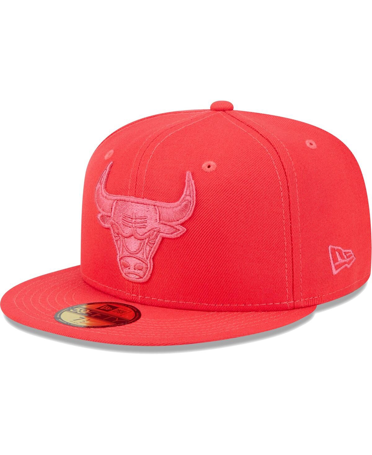 Shop New Era Men's  Red Chicago Bulls Spring Color Pack 59fifty Fitted Hat
