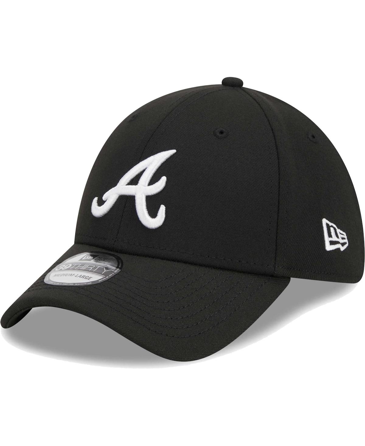 Men's New Era Black Atlanta Braves Logo 39THIRTY Flex Hat